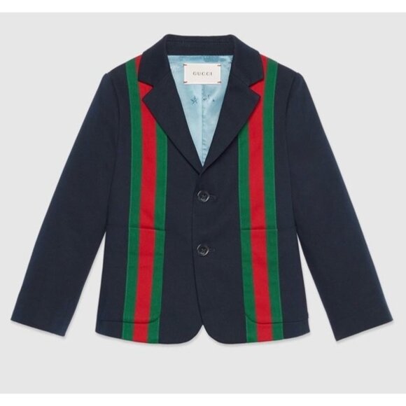 Gucci Kids’ Jacket Stretched Gabardine Urban Blue/Yard/Live Red Size10